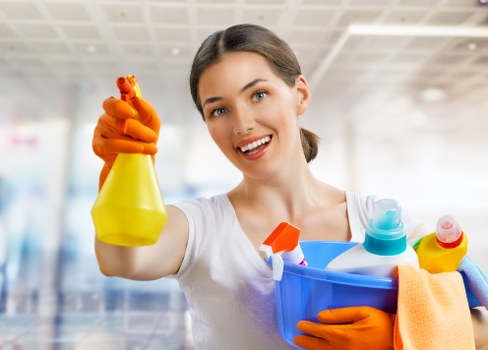 Cleaning team preparing equipment safely before carpet cleaning work