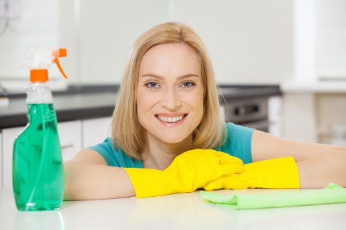 Carpet cleaners beginning work in an Eel Pie Island interior