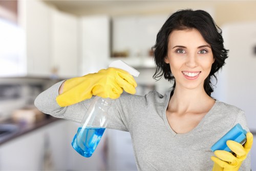 Carpet cleaning equipment arranged for a scheduled property service