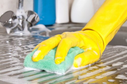 Cleaning a carpet stain in an Eel Pie Island home